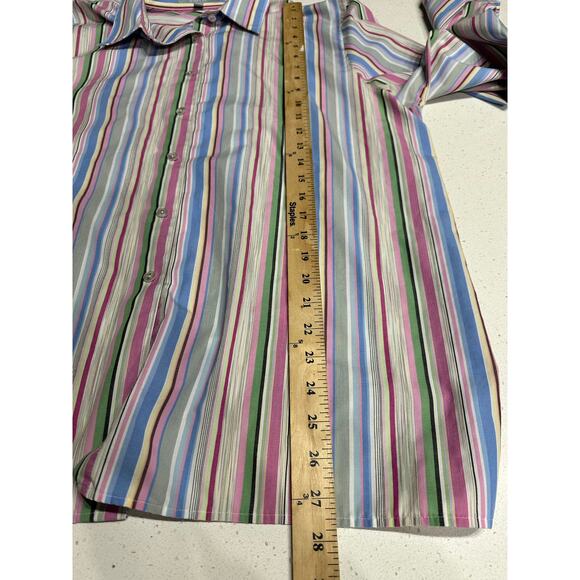 Foxcroft Shirt Button Up Wrinkle Free Long Sleeve Stripe 18 Classic Fit Casual - Picture 9 of 10